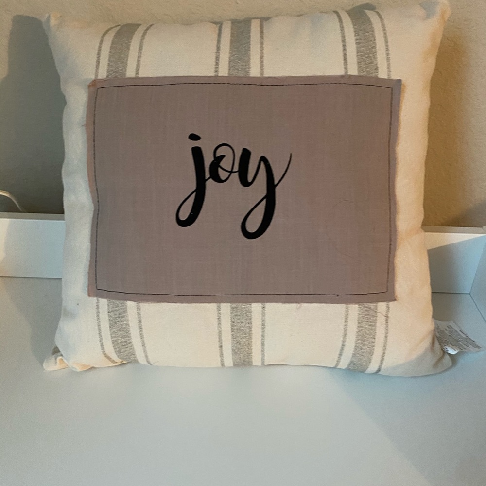 "Joy" Neutral Pillow NEW